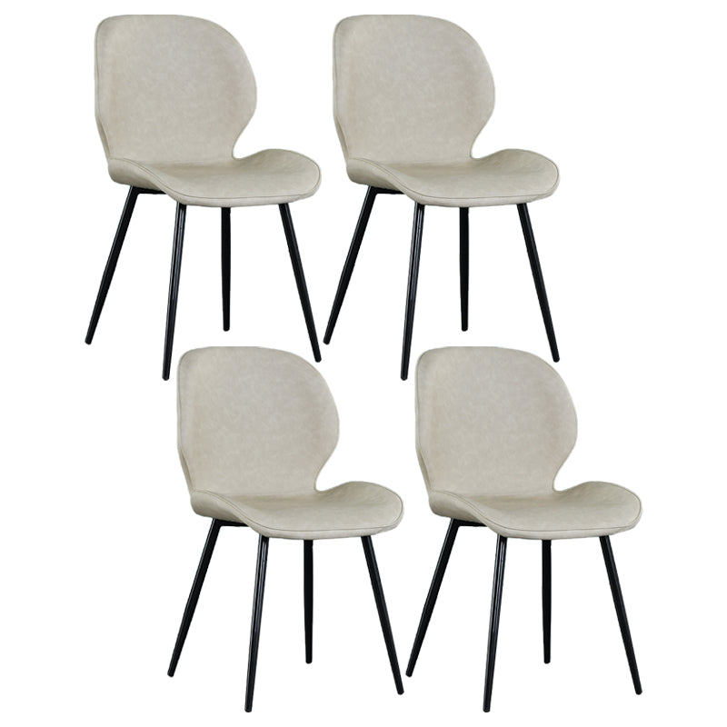 Scandinavian Style Faux Leather Dining Chairs Solid Back Armless Chairs for Home