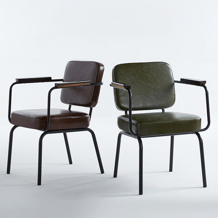 Industrial Style Upholstered Side Chairs with 4 Metal Black Legs Dining Chairs