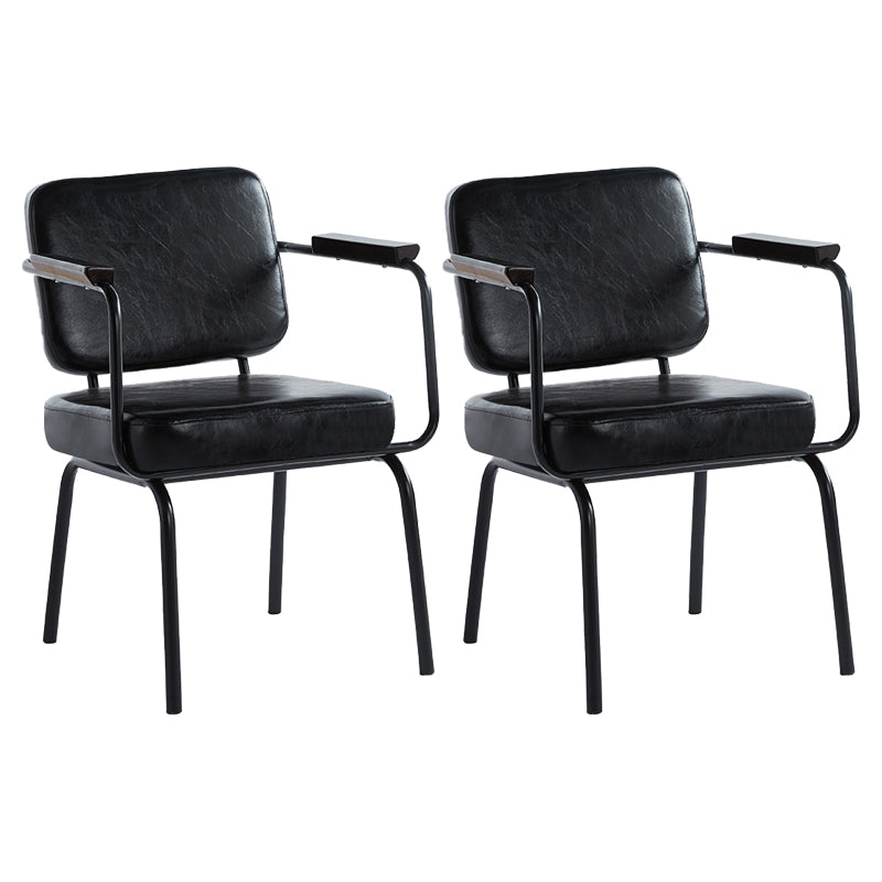 Industrial Style Upholstered Side Chairs with 4 Metal Black Legs Dining Chairs