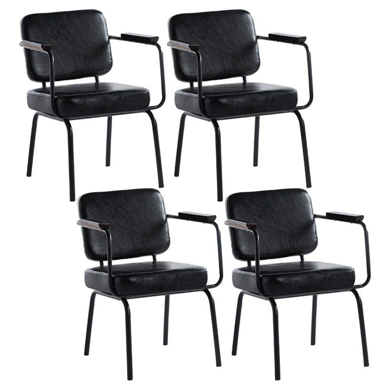 Industrial Style Upholstered Side Chairs with 4 Metal Black Legs Dining Chairs
