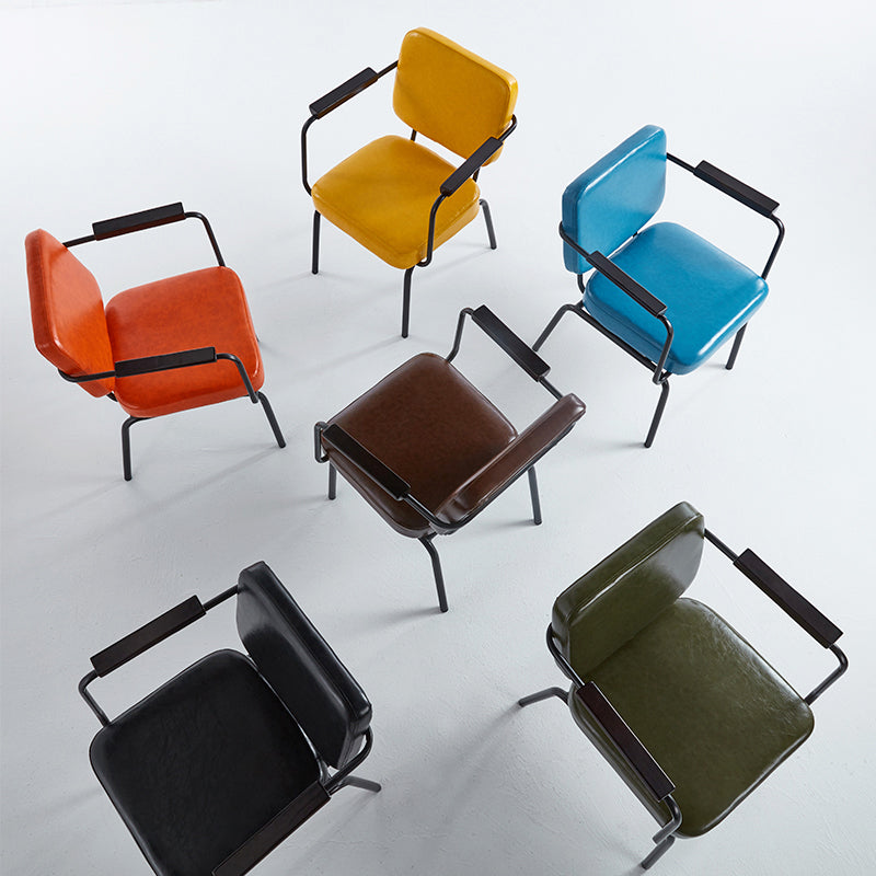Industrial Style Upholstered Side Chairs with 4 Metal Black Legs Dining Chairs