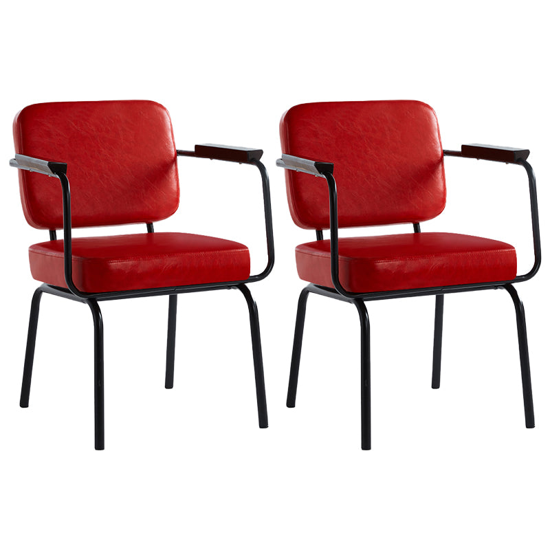 Industrial Style Upholstered Side Chairs with 4 Metal Black Legs Dining Chairs