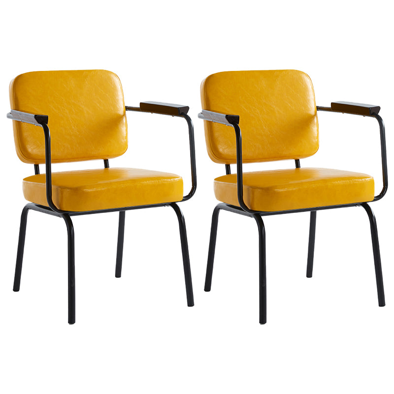 Industrial Style Upholstered Side Chairs with 4 Metal Black Legs Dining Chairs