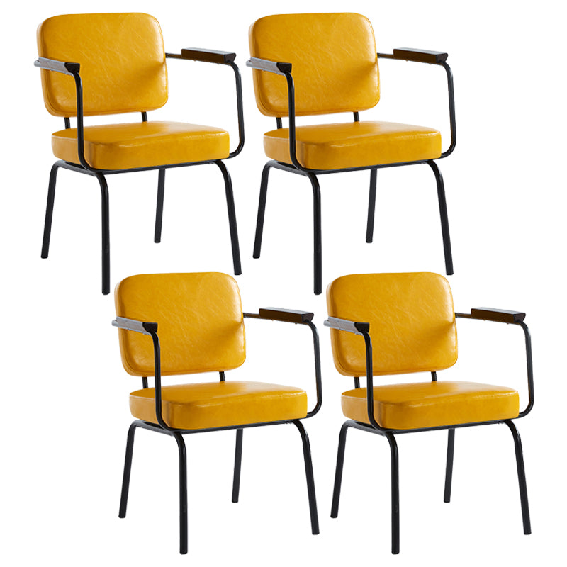 Industrial Style Upholstered Side Chairs with 4 Metal Black Legs Dining Chairs
