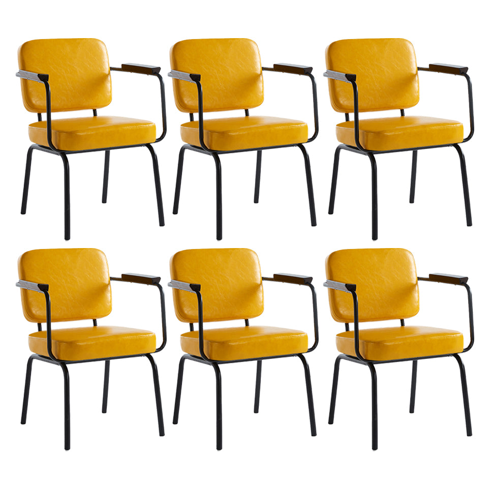 Industrial Style Upholstered Side Chairs with 4 Metal Black Legs Dining Chairs