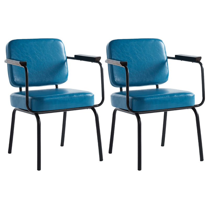 Industrial Style Upholstered Side Chairs with 4 Metal Black Legs Dining Chairs