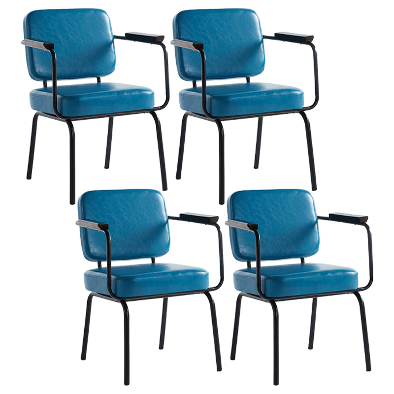 Industrial Style Upholstered Side Chairs with 4 Metal Black Legs Dining Chairs
