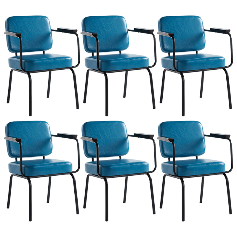 Industrial Style Upholstered Side Chairs with 4 Metal Black Legs Dining Chairs
