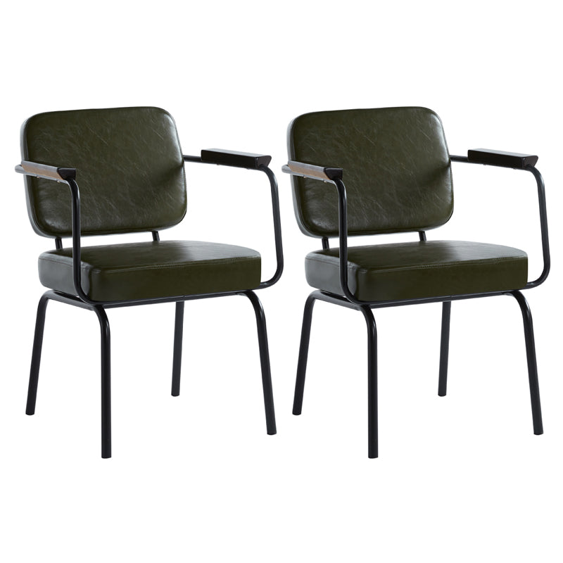 Industrial Style Upholstered Side Chairs with 4 Metal Black Legs Dining Chairs