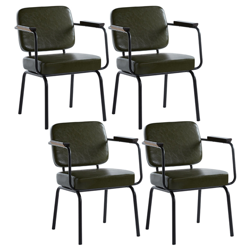 Industrial Style Upholstered Side Chairs with 4 Metal Black Legs Dining Chairs