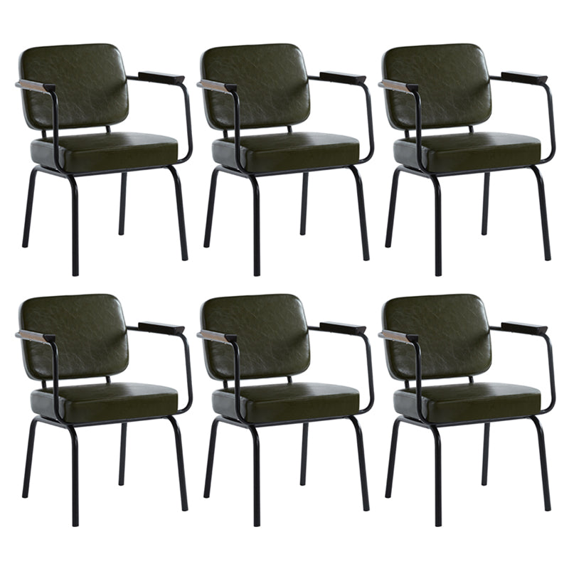 Industrial Style Upholstered Side Chairs with 4 Metal Black Legs Dining Chairs