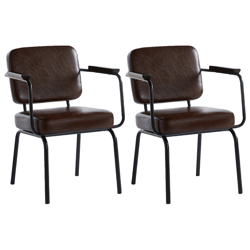 Industrial Style Upholstered Side Chairs with 4 Metal Black Legs Dining Chairs