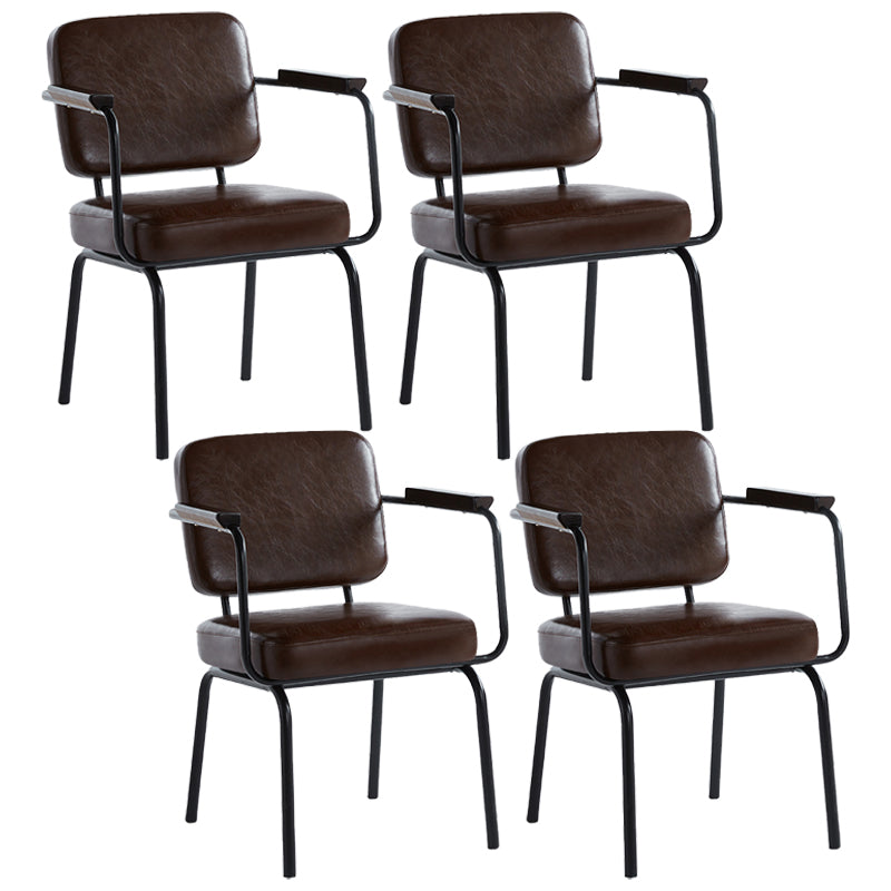 Industrial Style Upholstered Side Chairs with 4 Metal Black Legs Dining Chairs