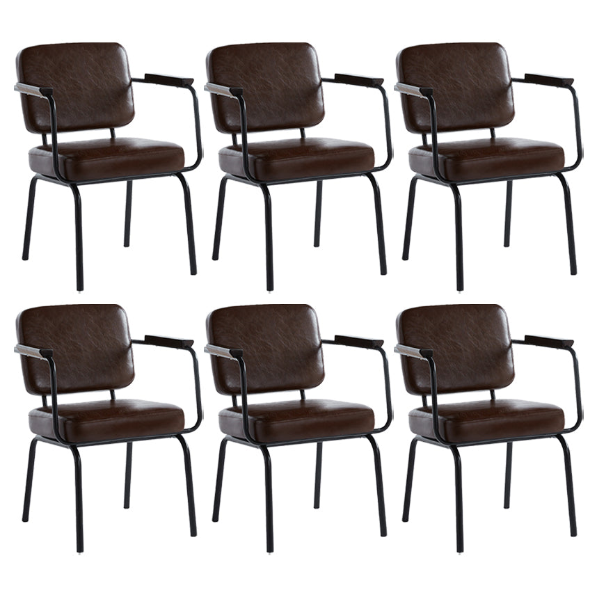 Industrial Style Upholstered Side Chairs with 4 Metal Black Legs Dining Chairs