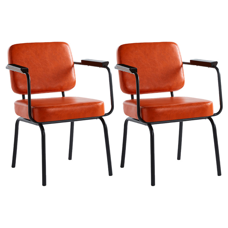 Industrial Style Upholstered Side Chairs with 4 Metal Black Legs Dining Chairs