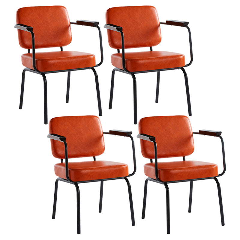 Industrial Style Upholstered Side Chairs with 4 Metal Black Legs Dining Chairs