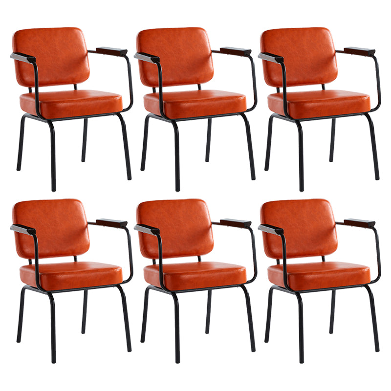 Industrial Style Upholstered Side Chairs with 4 Metal Black Legs Dining Chairs