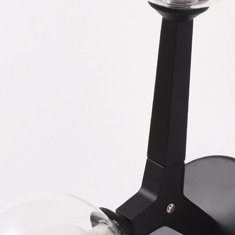 Double Globe Wall Lamp with Glass Shade Simple 2 Lights Sconce Light Fixture in Gold/Black Finish for Corridor