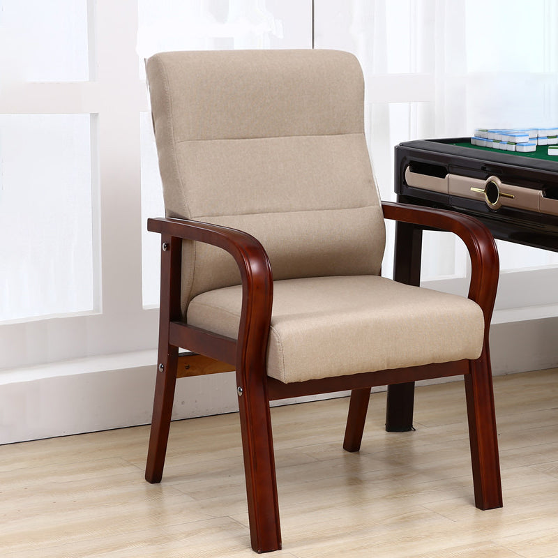 Chaises de bras arrière à salle à manger rembourrée moderne avec des jambes en bois