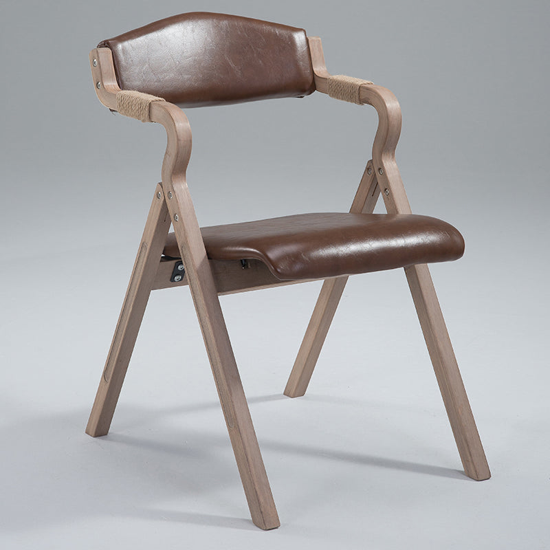 Home Contemporary Arm Chair Open Back Upholstered Wood Folding Dining Room Chair