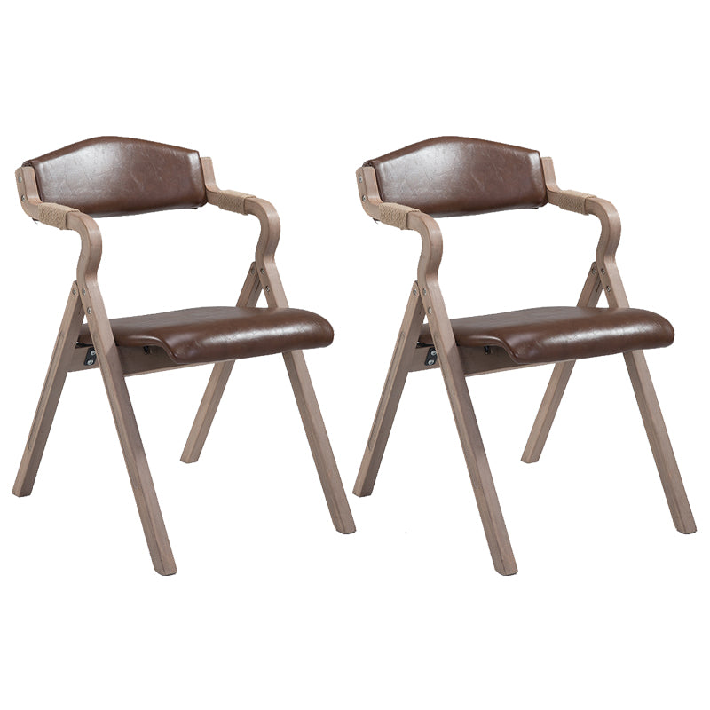 Home Contemporary Arm Chair Open Back Upholstered Wood Folding Dining Room Chair
