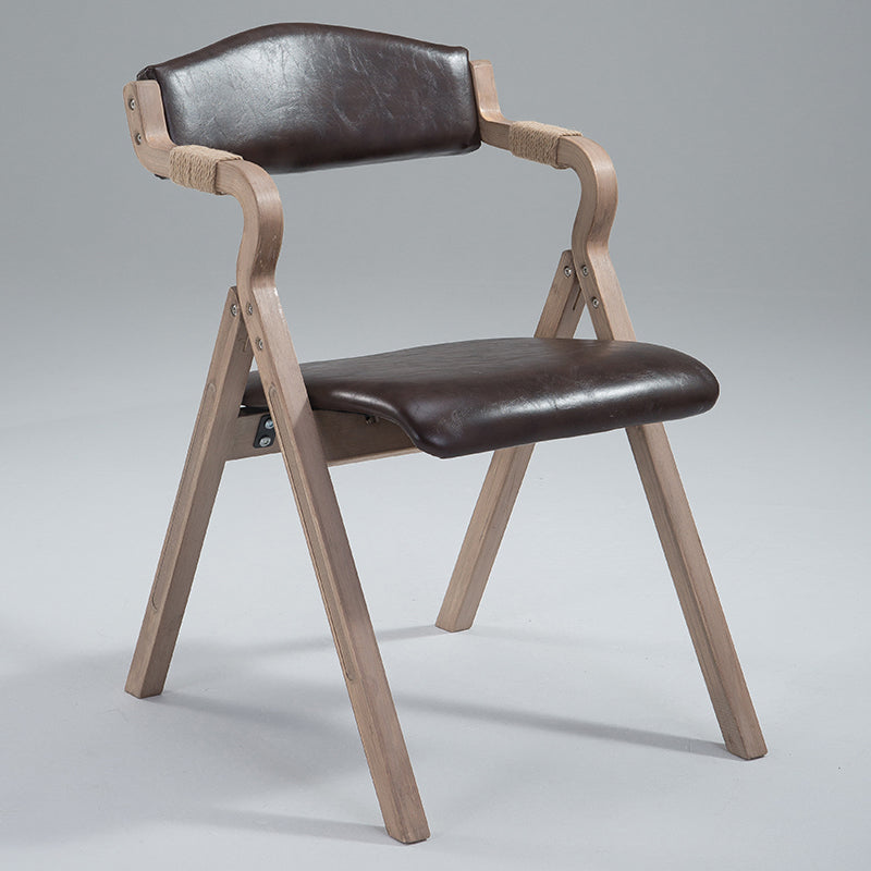 Chaise de salle à manger pliante en bois rembourrée à dossier ouvert de chaise de bras contemporaine à la maison