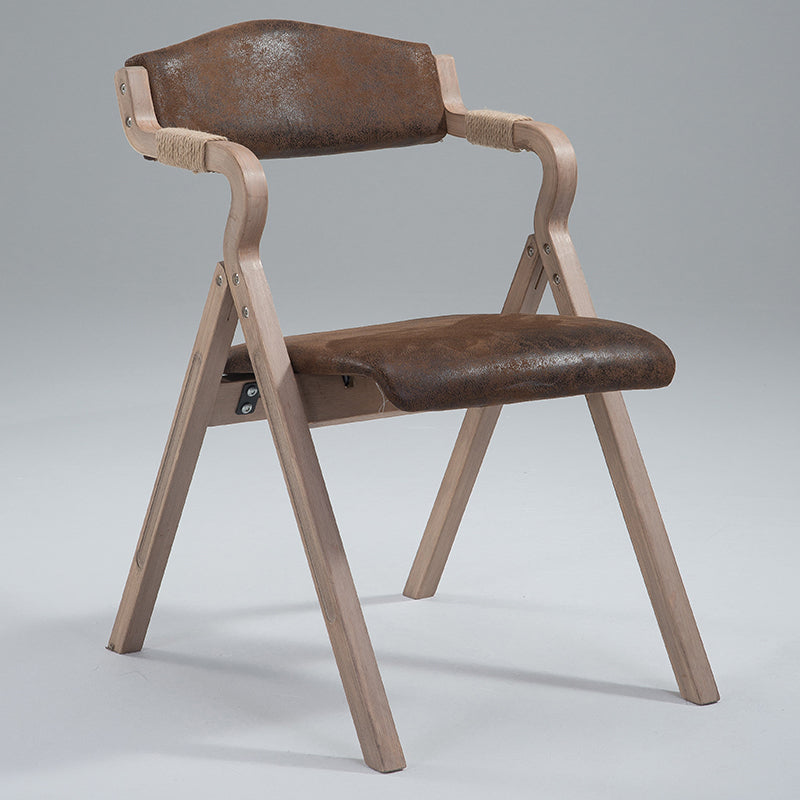 Home Contemporary Arm Chair Open Back Upholstered Wood Folding Dining Room Chair