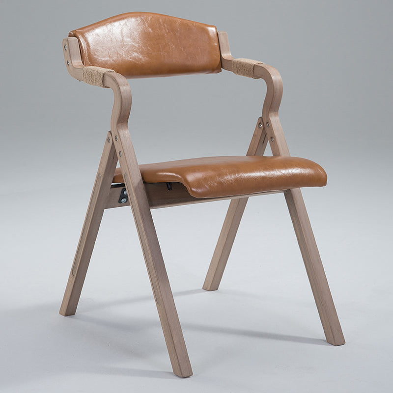 Home Contemporary Arm Chair Open Back Upholstered Wood Folding Dining Room Chair