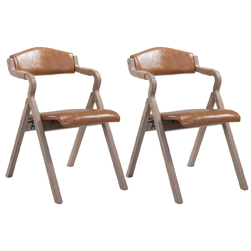 Home Contemporary Arm Chair Open Back Upholstered Wood Folding Dining Room Chair