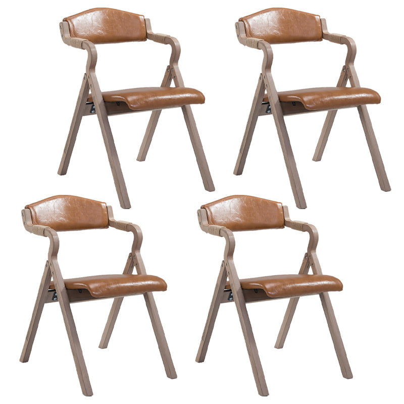 Home Contemporary Arm Chair Open Back Upholstered Wood Folding Dining Room Chair