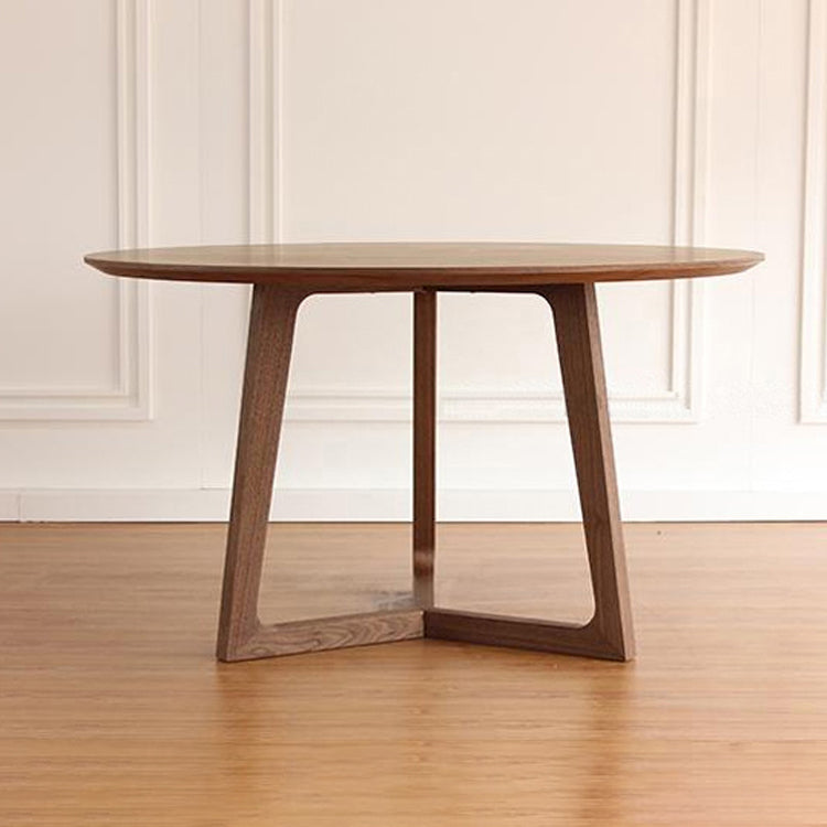 Mesa de madera maciza moderna Mesa de comedor redonda con base de pedestal de madera