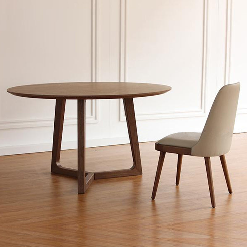 Mesa de madera maciza moderna Mesa de comedor redonda con base de pedestal de madera