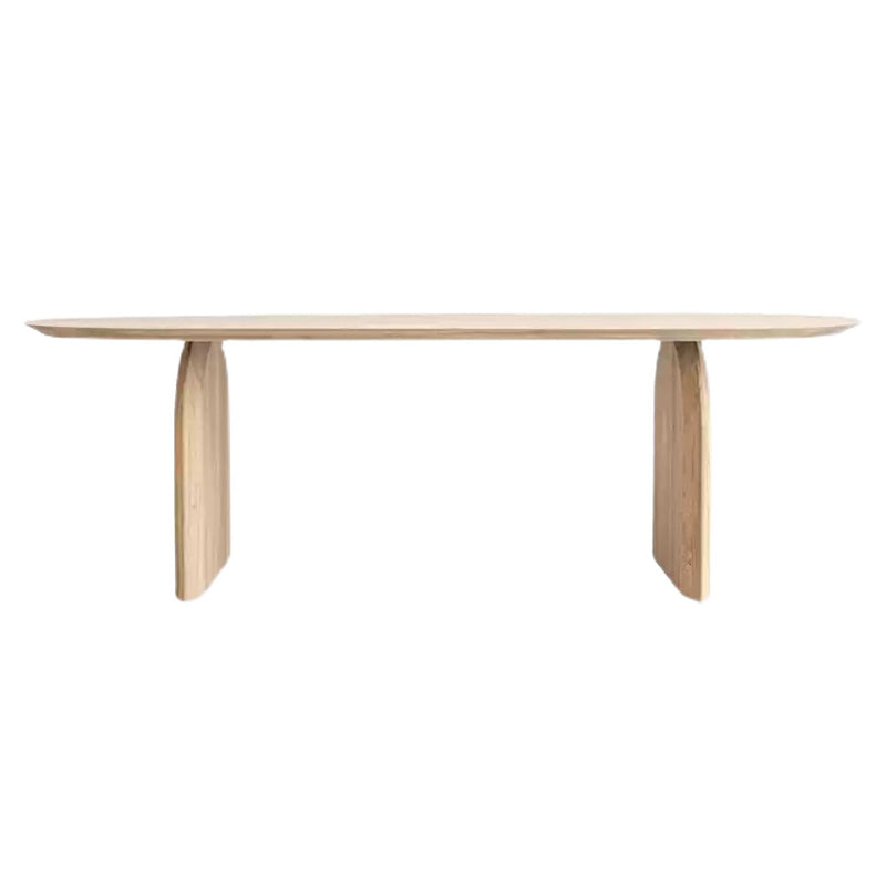 Mesa de comedor de madera maciza estilo simplicidad para el hogar con pedestal doble