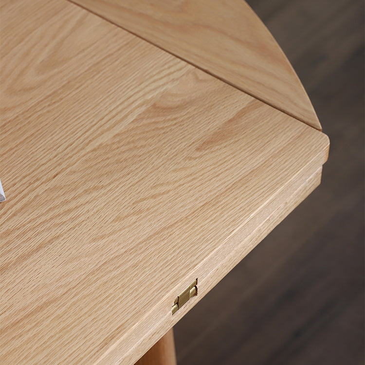 Mesa de comedor redonda extensible de roble, mesa cuadrada ajustable moderna de madera con 4 patas