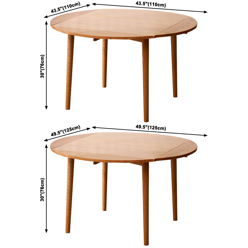 Mesa de comedor redonda extensible de roble, mesa cuadrada ajustable moderna de madera con 4 patas