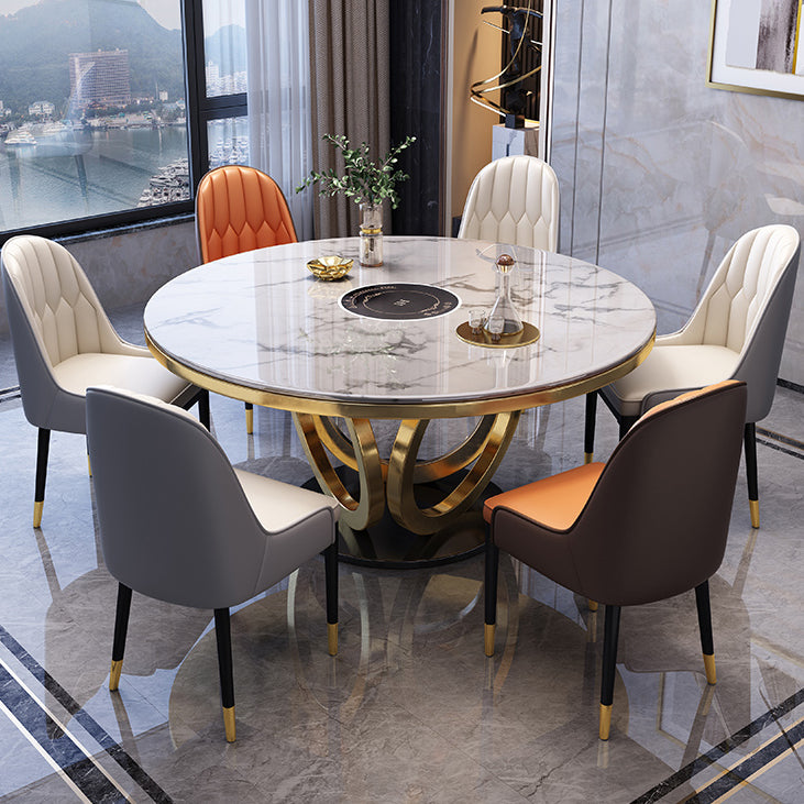 Metal Modern Round Indoor Table Sintered Stone Table for Kitchen and Dining Room
