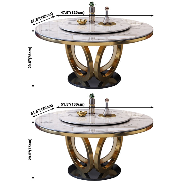Metal Modern Round Indoor Table Sintered Stone Table for Kitchen and Dining Room