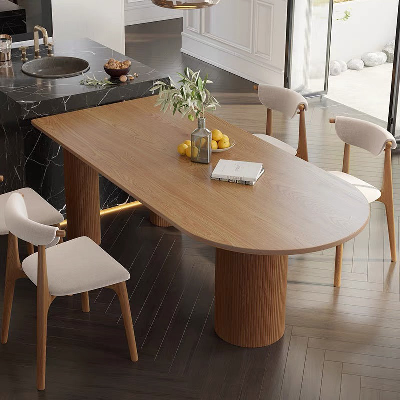 Contemporary Style Home Solid Wood Dining Table Freeform Table with 3 Legs Base