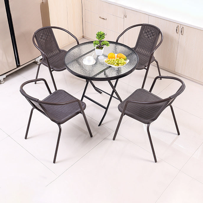 Runde Form Minimalistischer Stil Esstisch transparent fester Tisch mit Glas