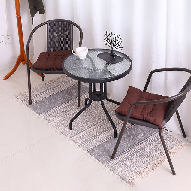 Runde Form Minimalistischer Stil Esstisch transparent fester Tisch mit Glas
