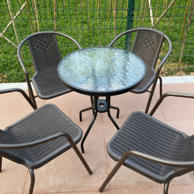 Runde Form Minimalistischer Stil Esstisch transparent fester Tisch mit Glas