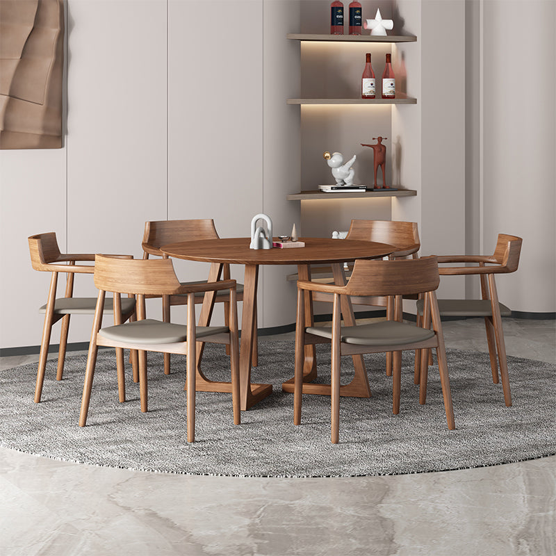 Mesa de comedor informal de pedestal doble redondo Mesa de madera de madera sólida de ashwood
