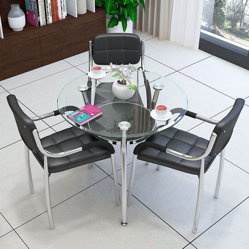 Moderner runder Esszimmertisch Temperierter Glas mit 3 Beinen für Esszimmer