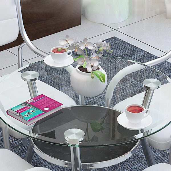 Moderner runder Esszimmertisch Temperierter Glas mit 3 Beinen für Esszimmer