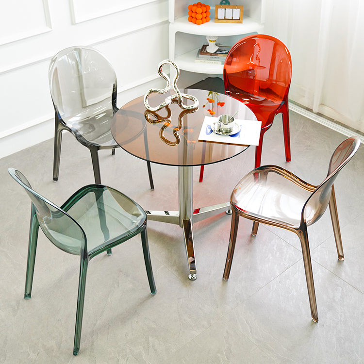 Round Tripod Dining Site Table Contemporary Tempered Glass Dinette Table