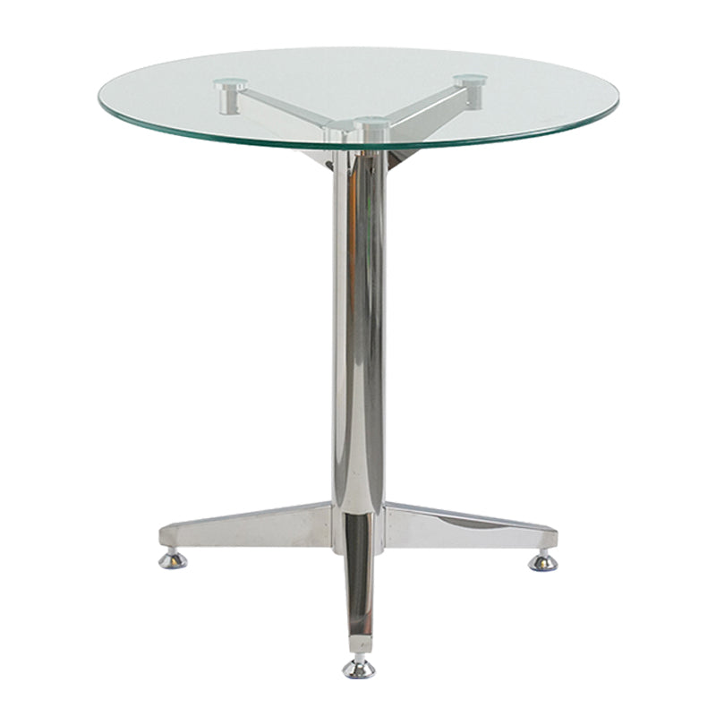 Round Tripod Dining Site Table Contemporary Tempered Glass Dinette Table
