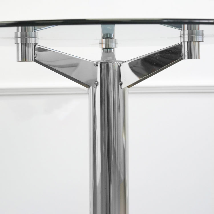 Round Tripod Dining Site Table Contemporary Tempered Glass Dinette Table