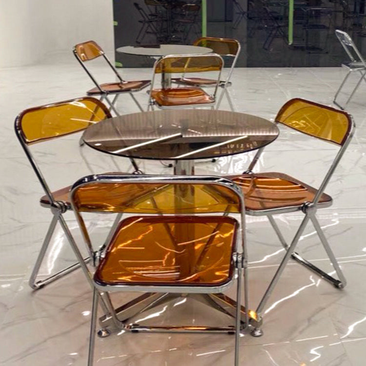 Round Tripod Dining Site Table Contemporary Tempered Glass Dinette Table