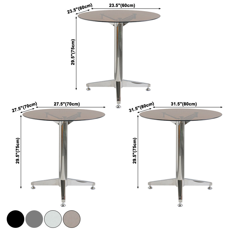Round Tripod Dining Site Table Contemporary Tempered Glass Dinette Table
