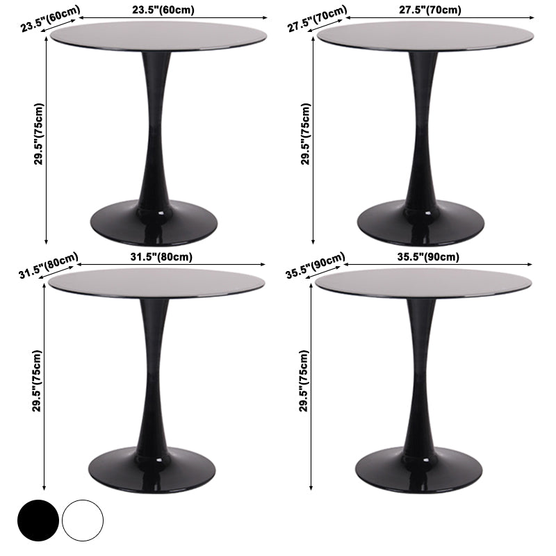 Contemporary Style Home Tempered Glass Dining Table Round Shape Table with Pedestal Base